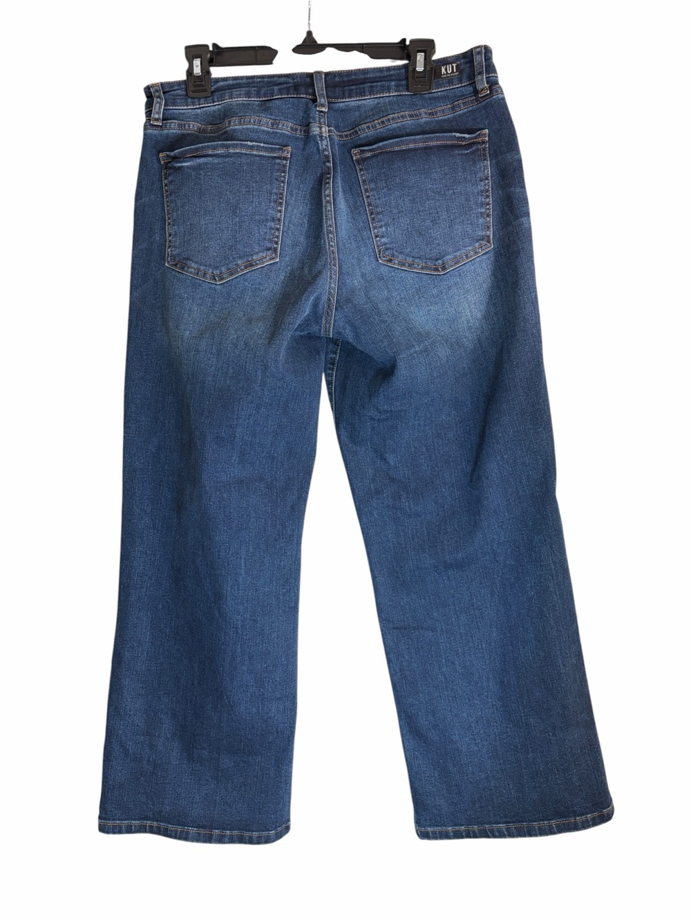 KUT Charlotte Fab Ab Coulotte Wide-Leg Crop Jeans in Mid Wash Blue 12 - Picture 4 of 7
